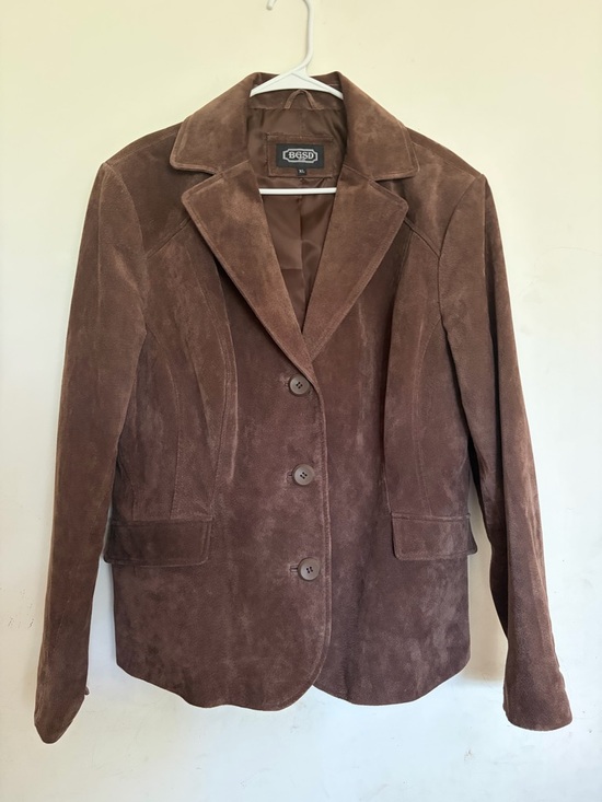 Bgsd Jackets & Blazers - Vintage Brown Suede Leather Blazer XL Western Boho Y2K Jacket Tailored 90s